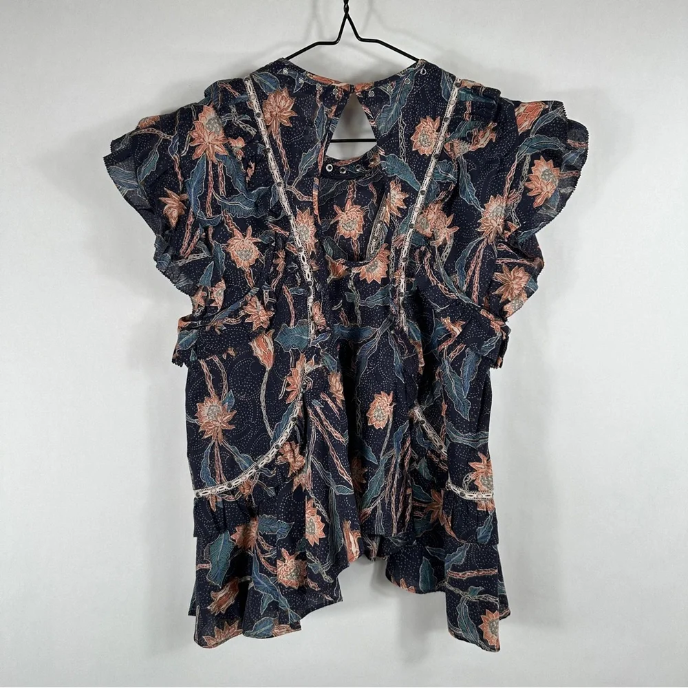 Isabel Marant Floral Ruffle Sleeve Top | Size 38 | US Size 6 - Picture 8 of 12
